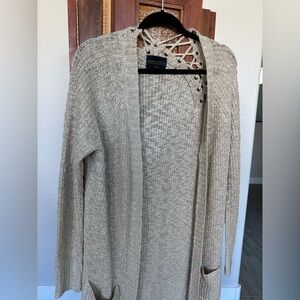 Absolutely Creative Worldwide Beige Knit Long Ryder Cardigan